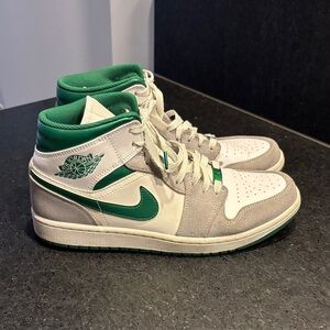 Nike Air Jordan Mid-High Green and White Sneakers